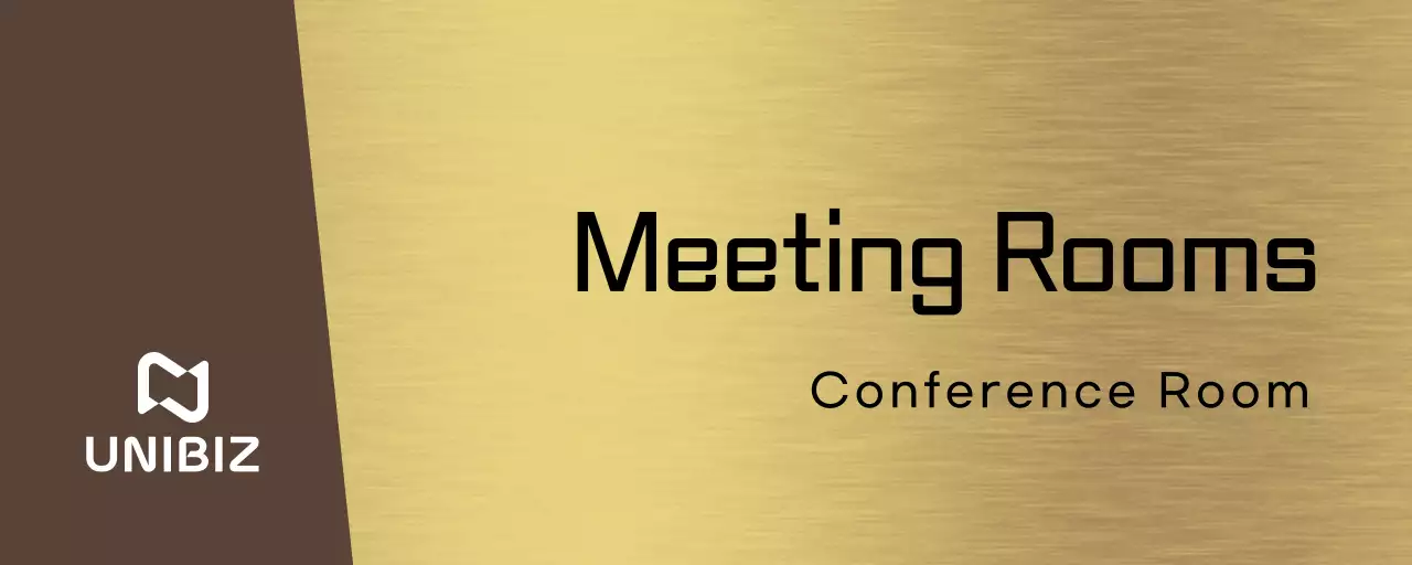 Simple placeholder sign with brown and black corporate company department names and square shapes