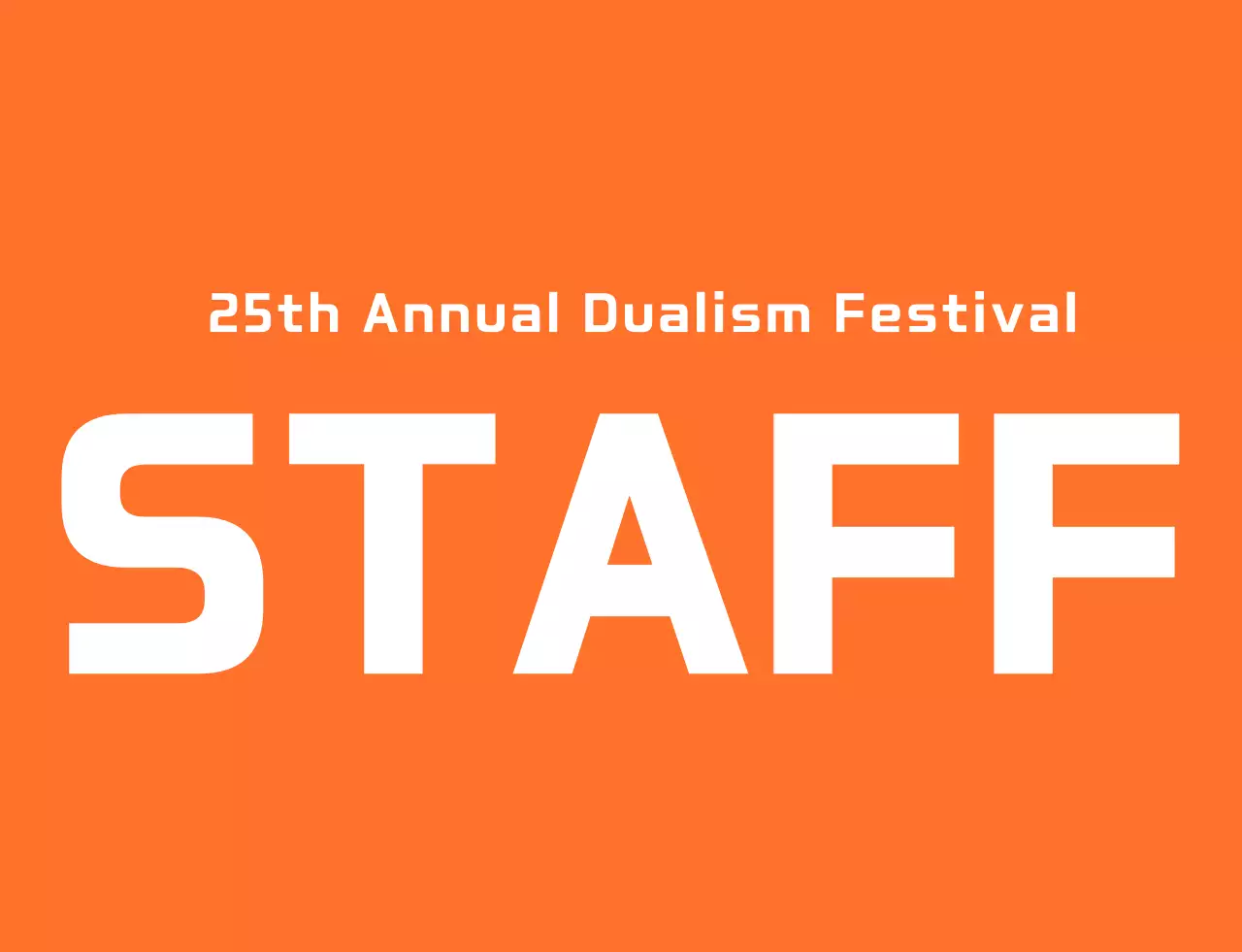 High school festival staff t-shirt in a clean, orange-and-white emblem logo style.