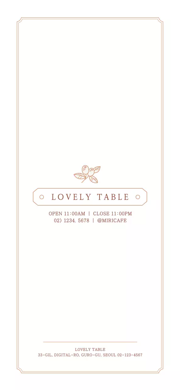 Light brown and white simple style cafe table menu guide