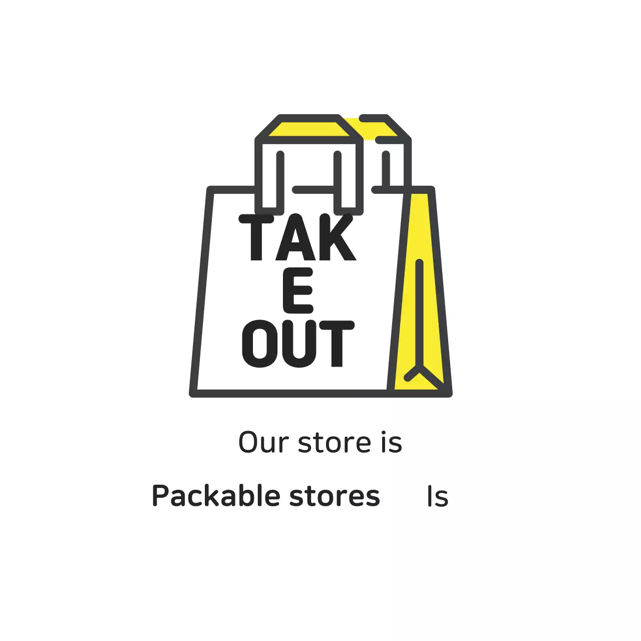 Etiqueta amarela ilustrada de loja de takeaway