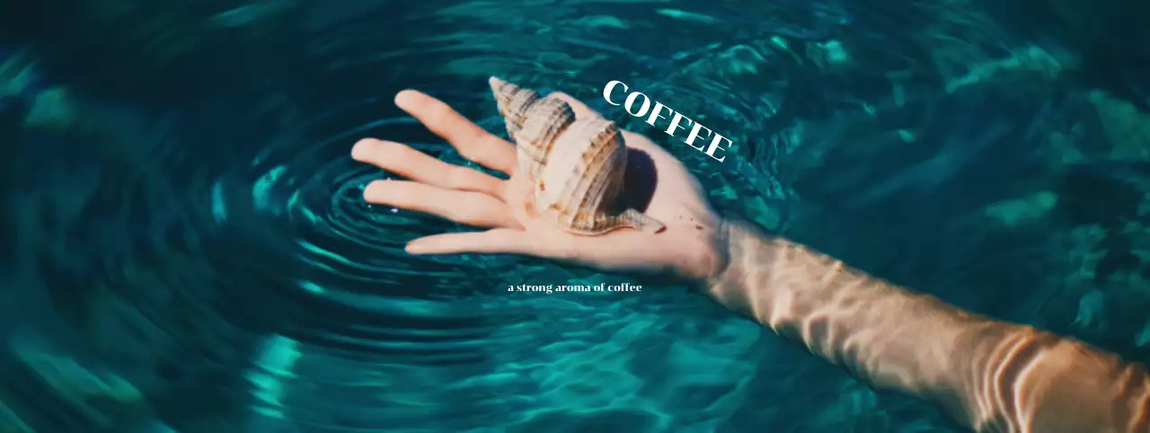 Promote your cafe with a photo of a hand holding water and seashells