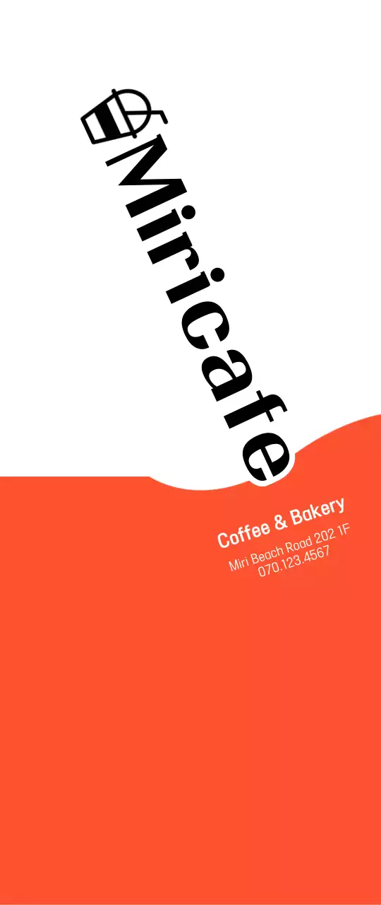 Konsep sederhana dalam warna oranye dan hitam untuk mempromosikan kafe dan toko roti