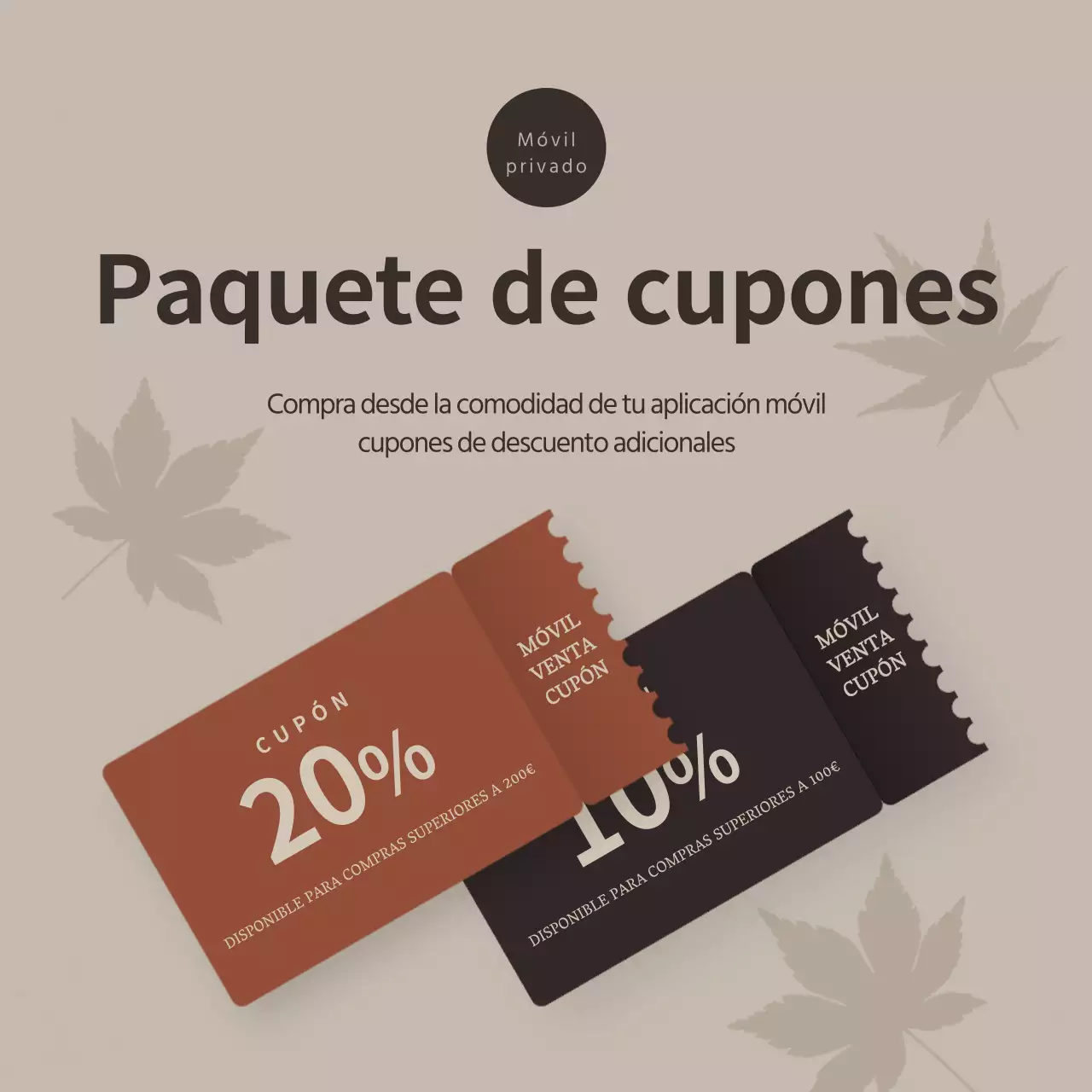 Banners de cupones marrones y negros