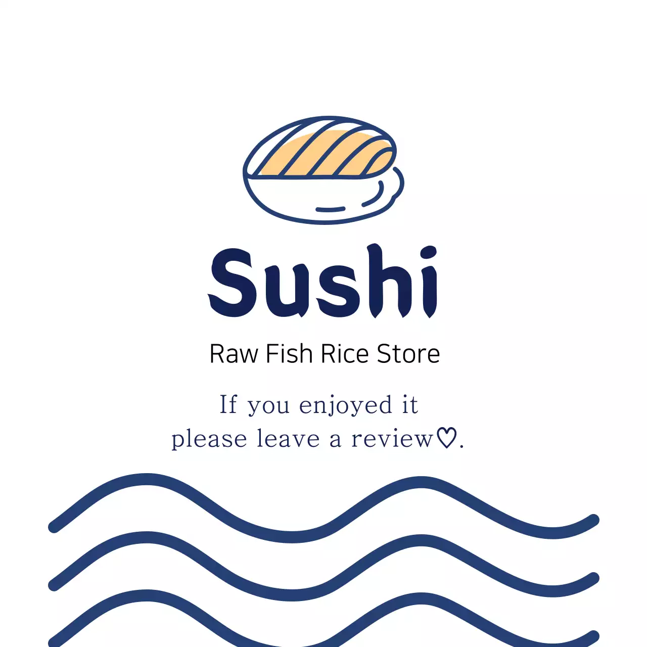 Blue illustration simple restaurant sushi label