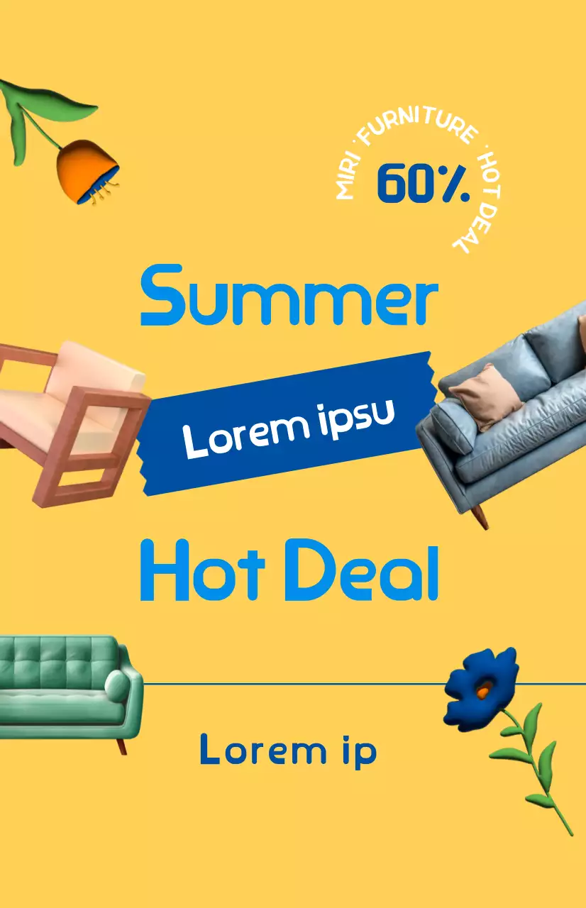 Promover uma venda de mobiliário com um fundo amarelo