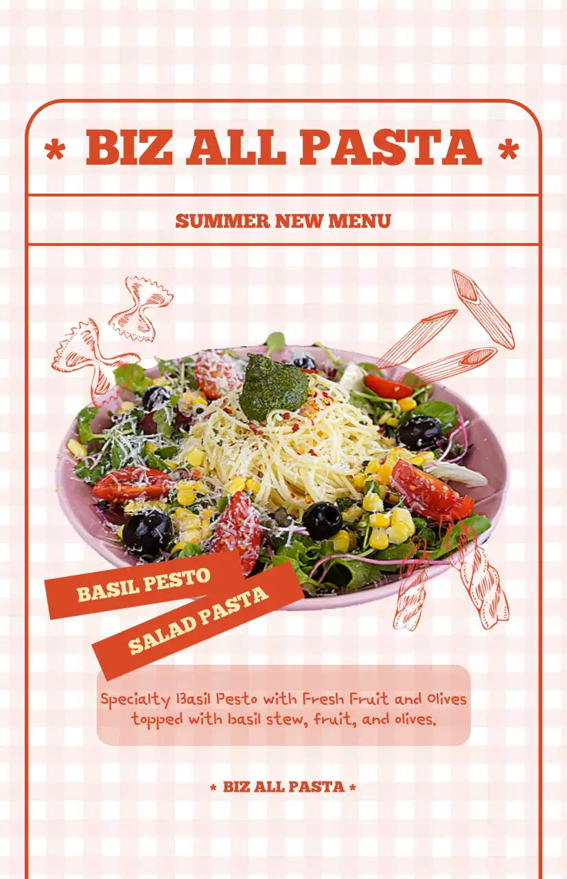 Bandeira de promoção de menu de formulários com um bonito fundo axadrezado vermelho