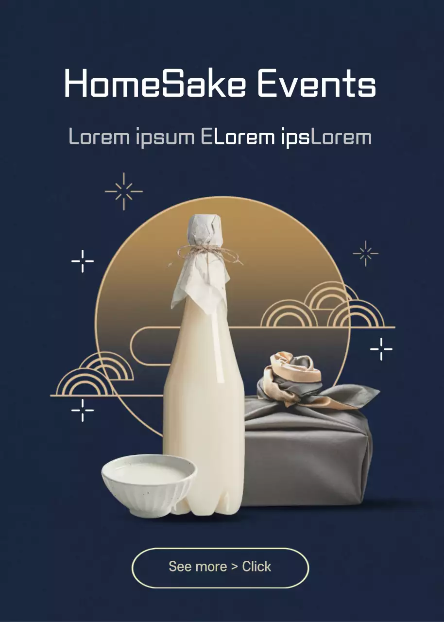 Cartaz de convite para evento tradicional de saquê da Marinha