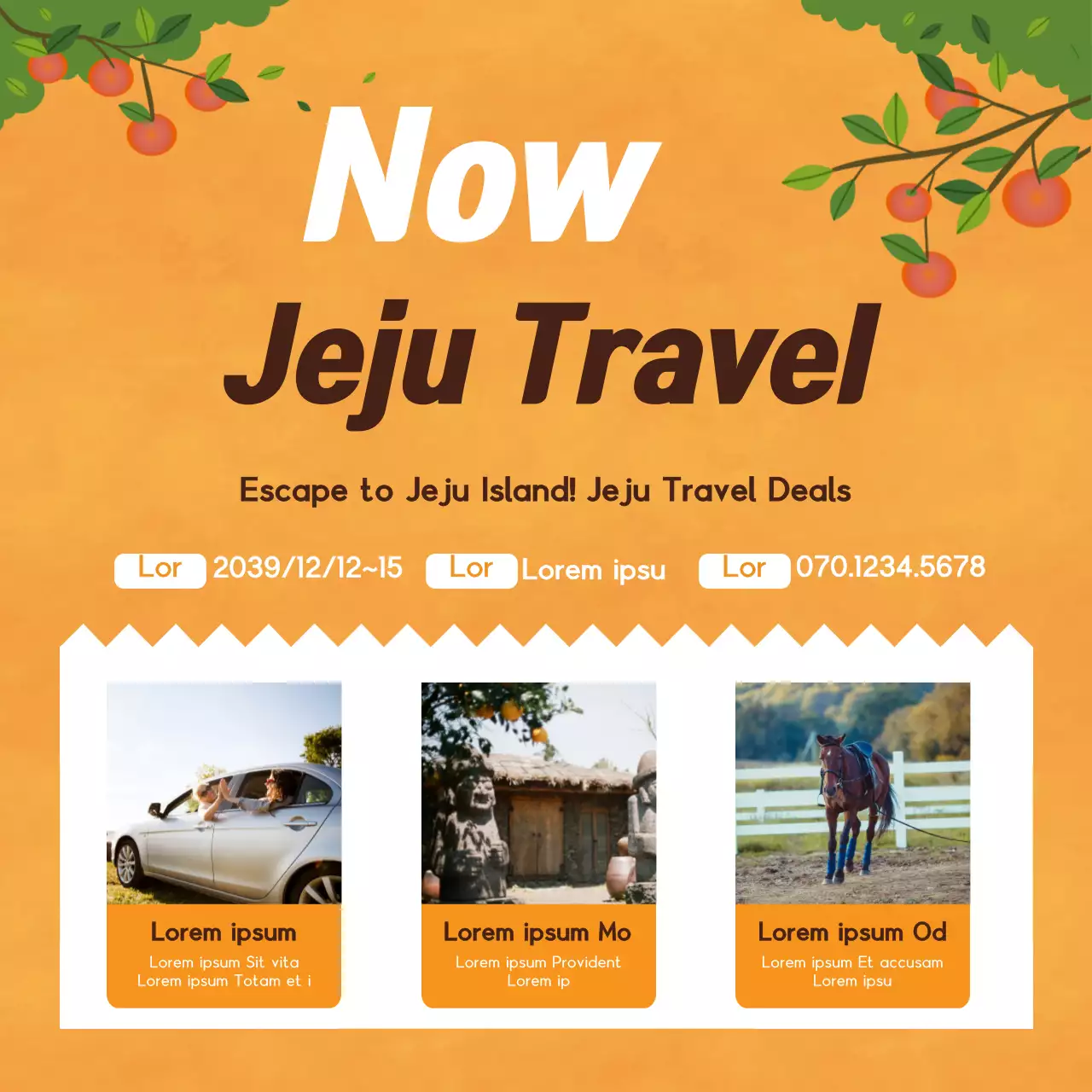 Biểu ngữ quảng cáo du lịch hiện đại màu cam