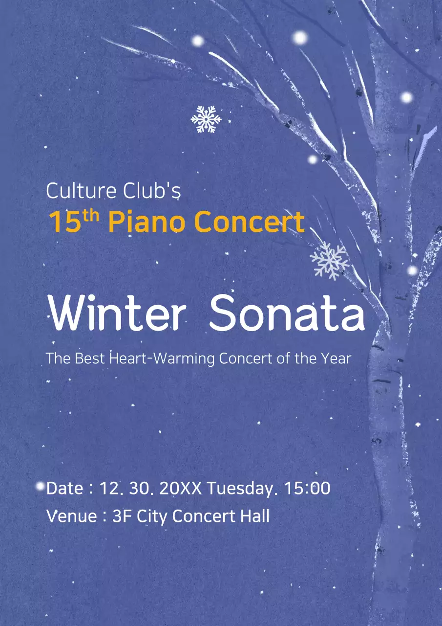 Blue Elegant Piano Concert Announcement Poster