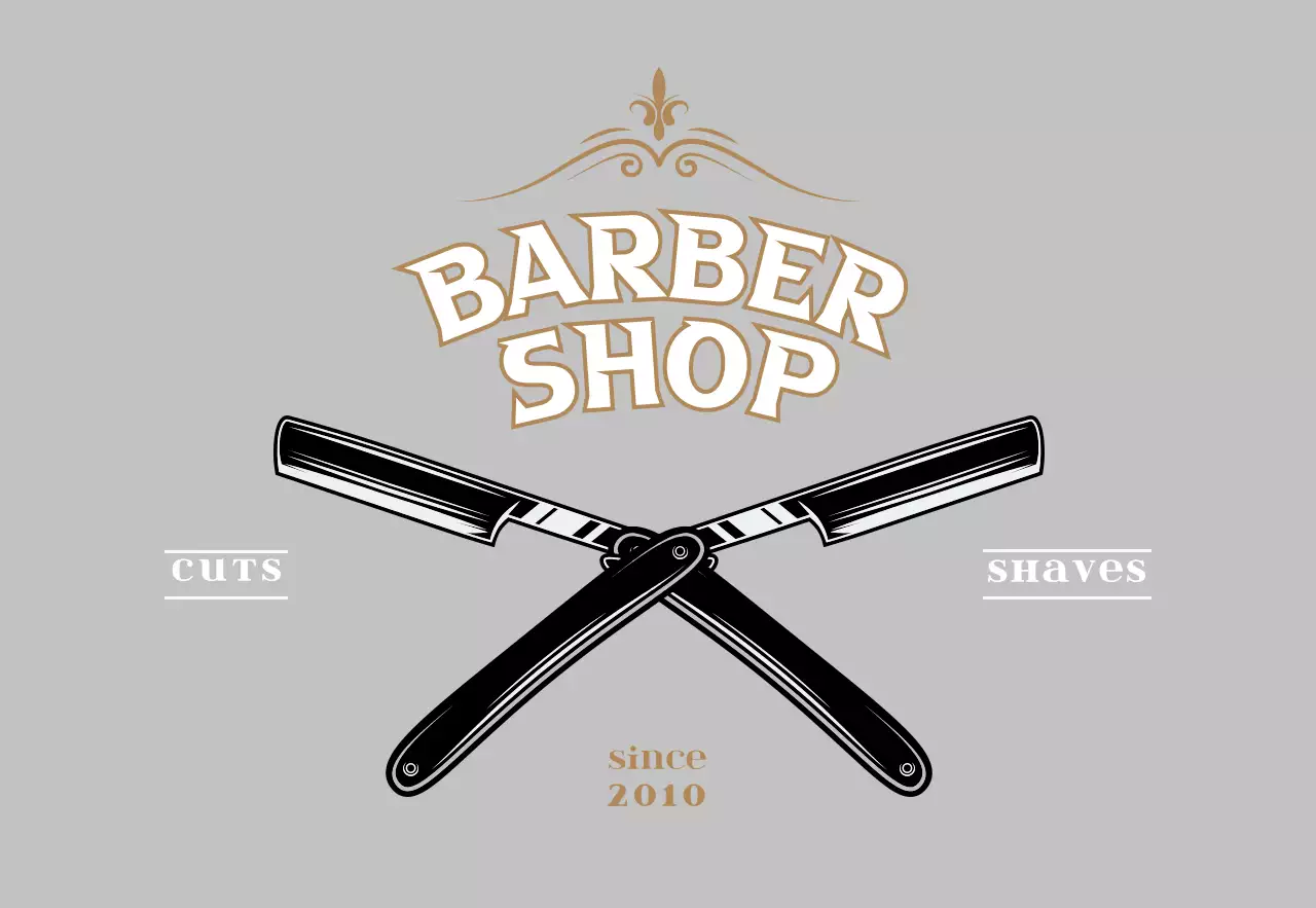Gray vintage-style barbershop sign