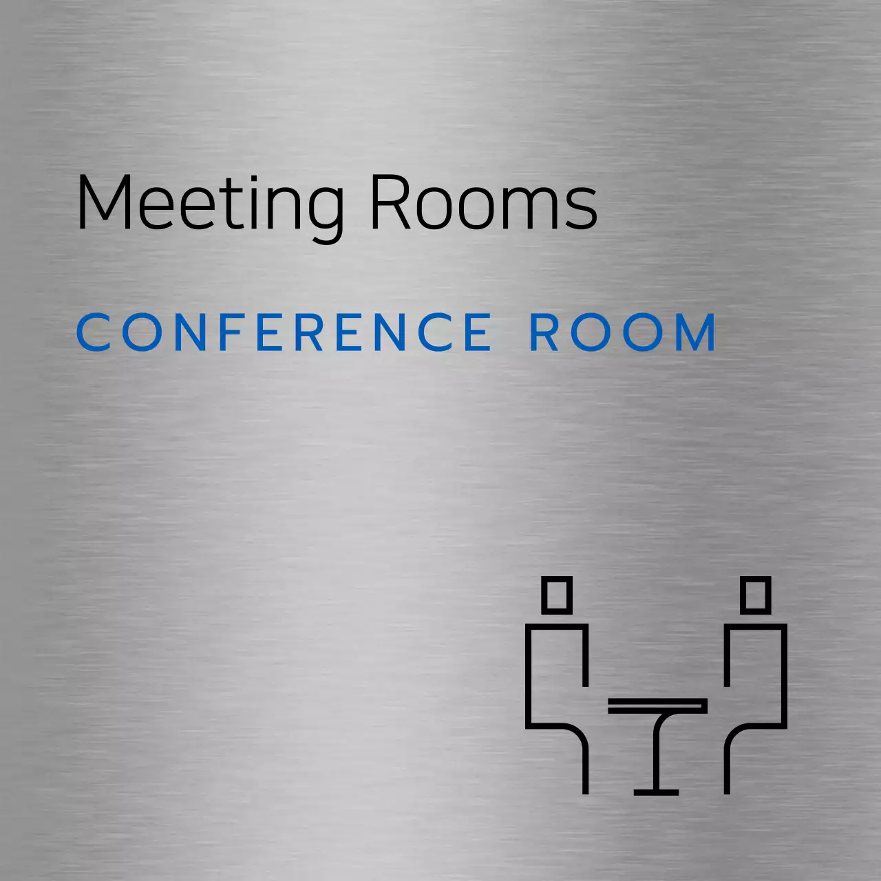 Company place names and floor directions with simple black and blue icons