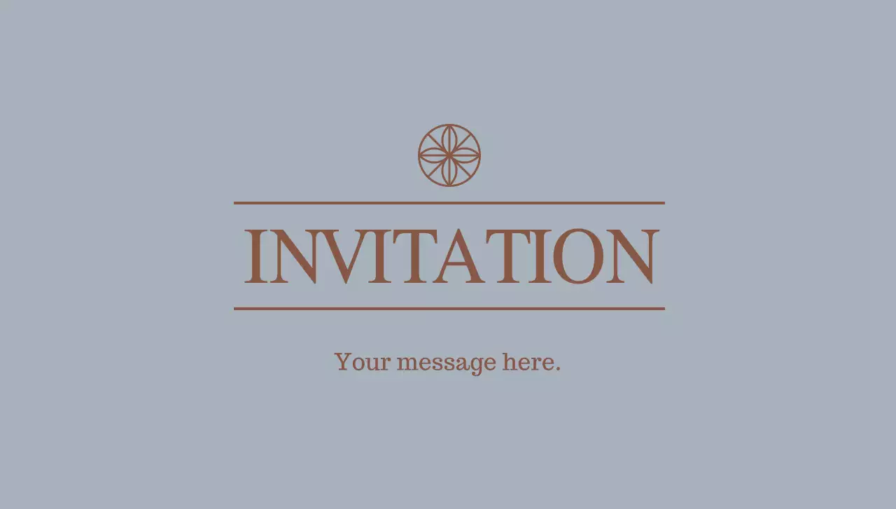 Amplop kartu pos undangan sederhana dengan teks dan ilustrasi garis logo bunga