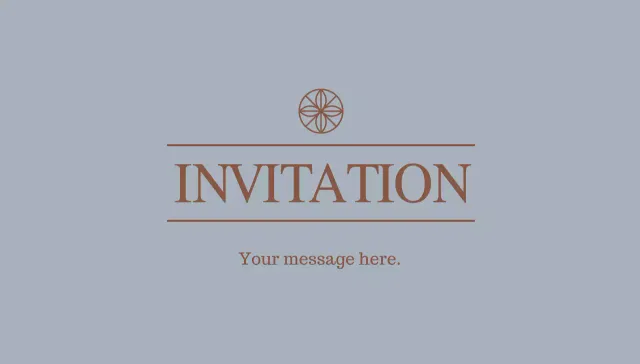 Amplop kartu pos undangan sederhana dengan teks dan ilustrasi garis logo bunga