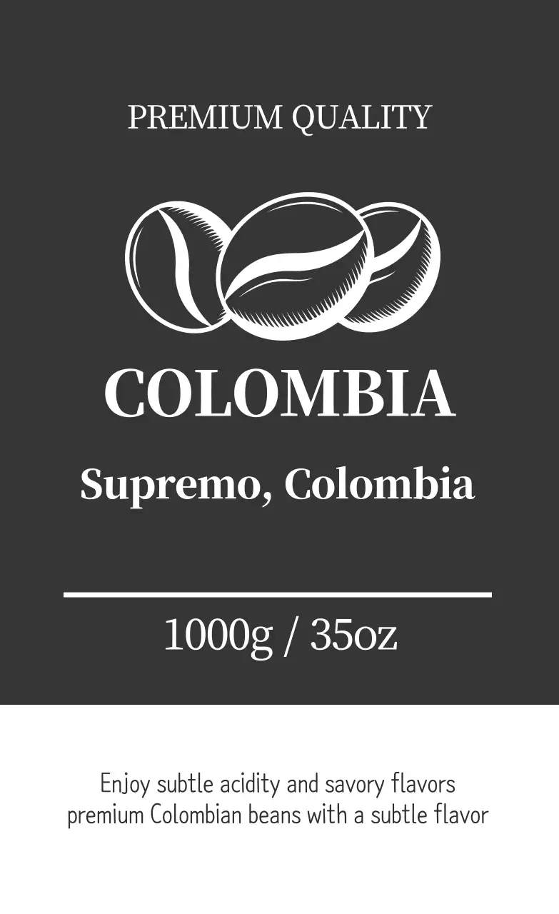 Nhãn hạt cà phê gọn gàng minh họa màu xám