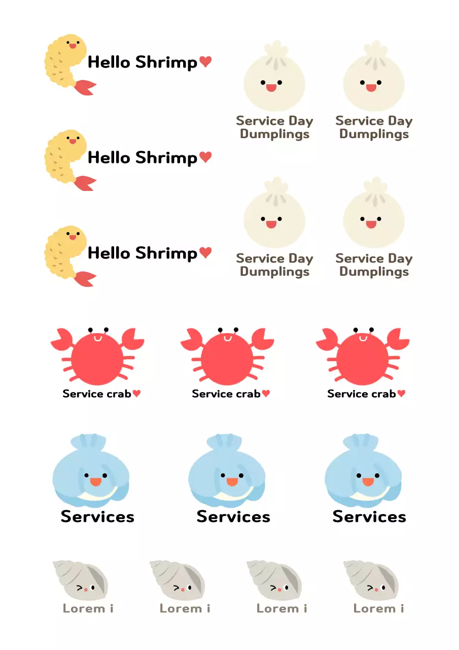 Cute service stickers Freehand stickers for delis