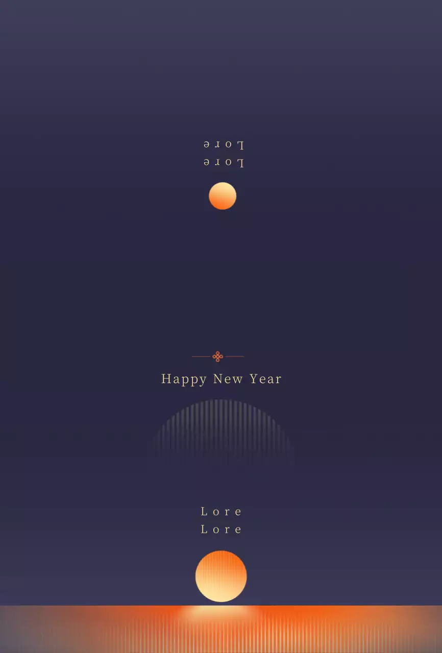 Kartu ucapan dengan ilustrasi matahari terbit yang gelap