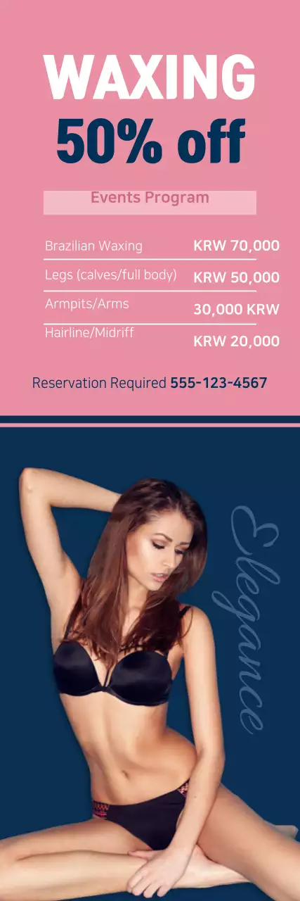 Banner de promoção de depilação elegante rosa