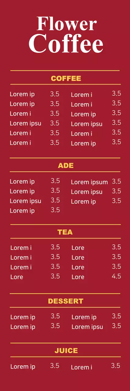 Banner de menu de café clássico vermelho