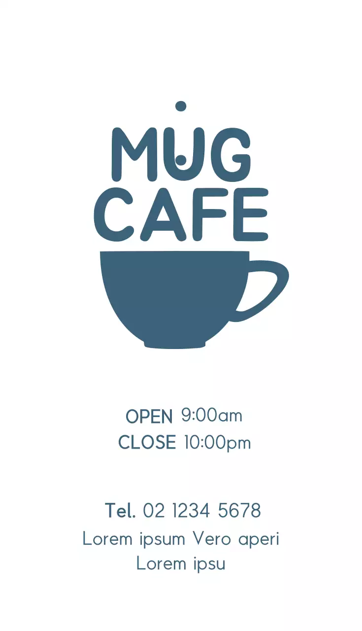 Cartão de visita de propaganda de café minimalista azul