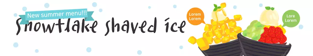 Banner promocional de gelo raspado da moda azul