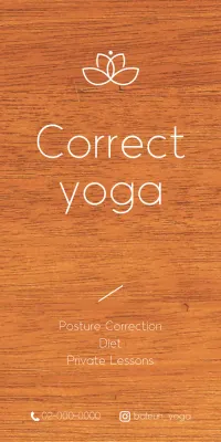 Simple wooden plaque with yoga school-related text and logo illustration