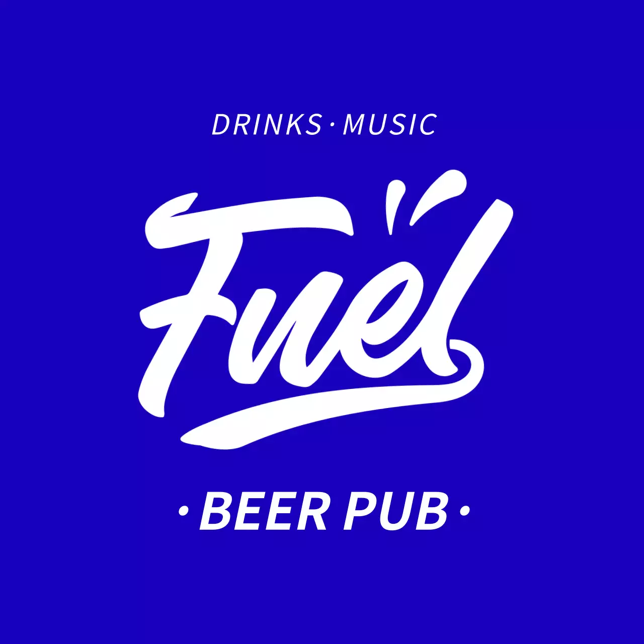 Papan nama etalase yang diterangi lampu neon dengan teks dan ilustrasi terkait brewpub dalam berbagai warna