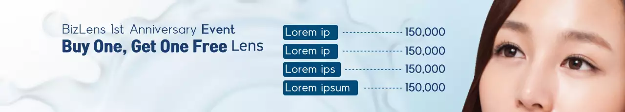 Banner promocional de lente moderna azul