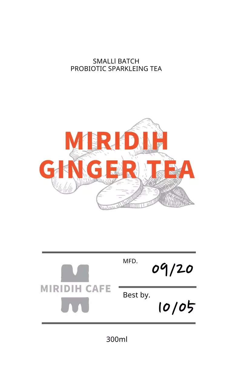 Màu cam minh họa quán cà phê gọn gàng nhãn trà gừng 