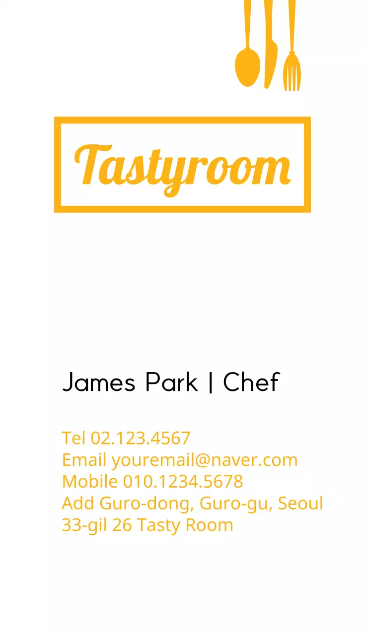 Danh thiếp nhà hàng tối giản màu cam