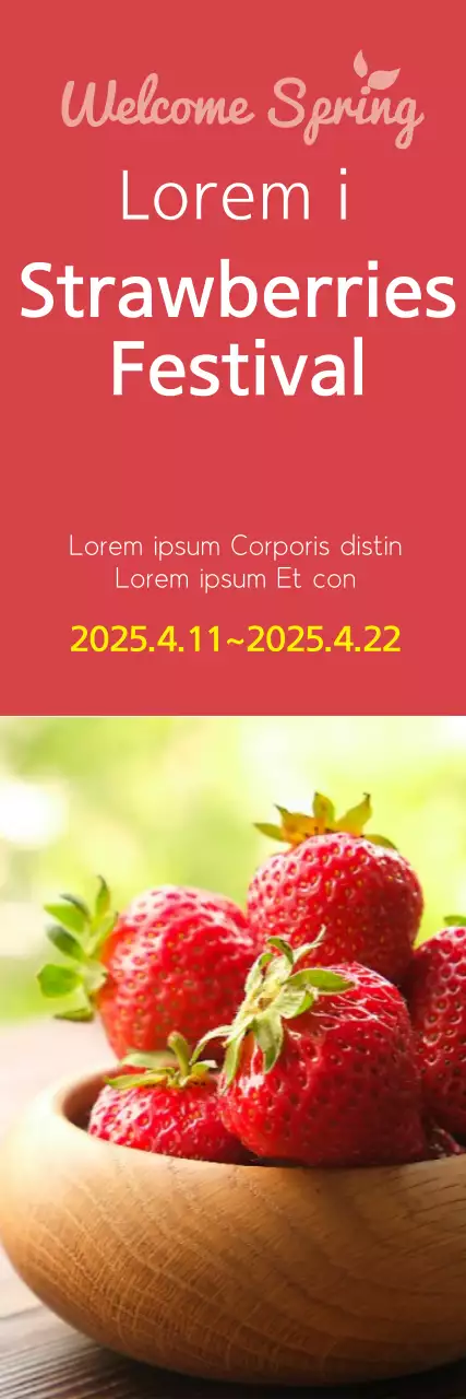 Banner de evento morangos simples vermelhos