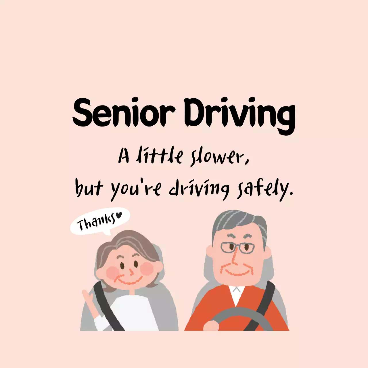 Pink Illustrated Elderly Couple's Guide to Safe Driving