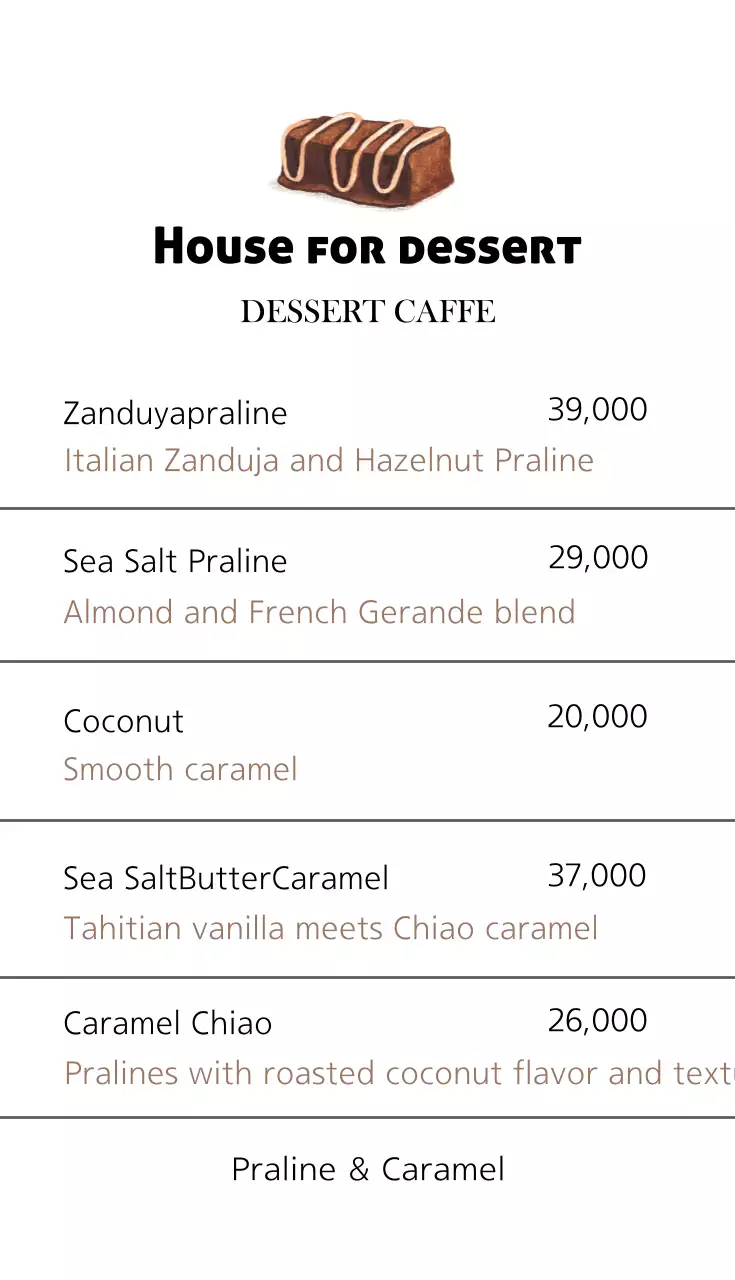 Kartu Nama Menu Makanan Penutup Minimal Coklat