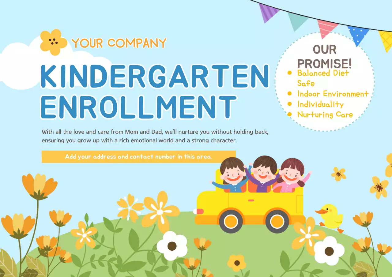 Poster Pendaftaran TK Biru Sederhana