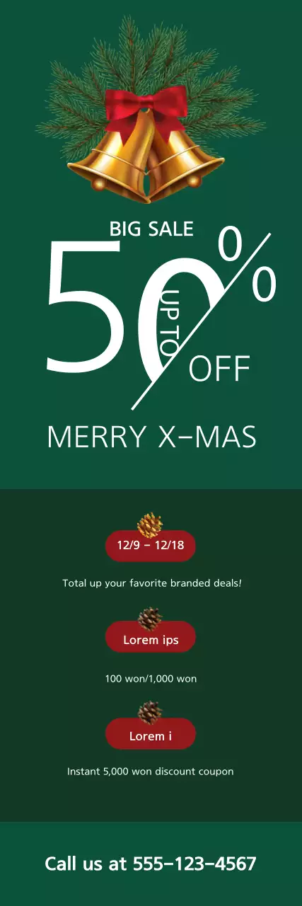 Promote a Christmas sale event with green illustrations
