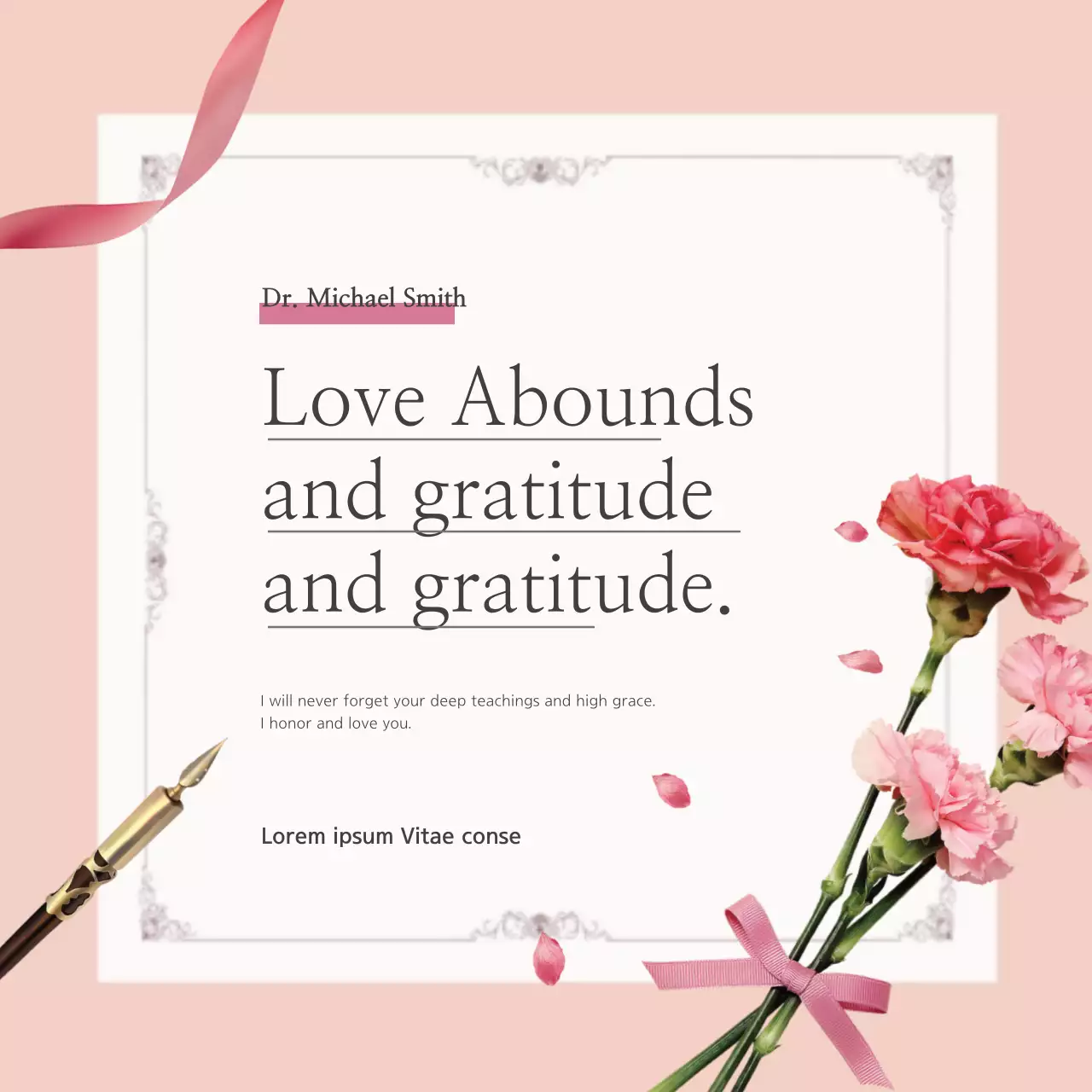 Biểu ngữ thiệp tri ân thanh lịch màu hồng