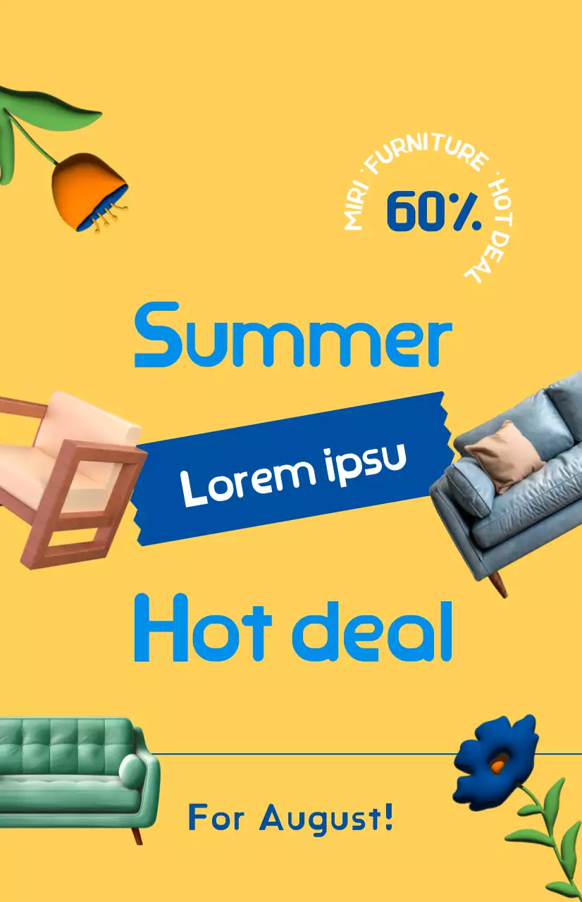 Promover uma venda de mobiliário com um fundo amarelo