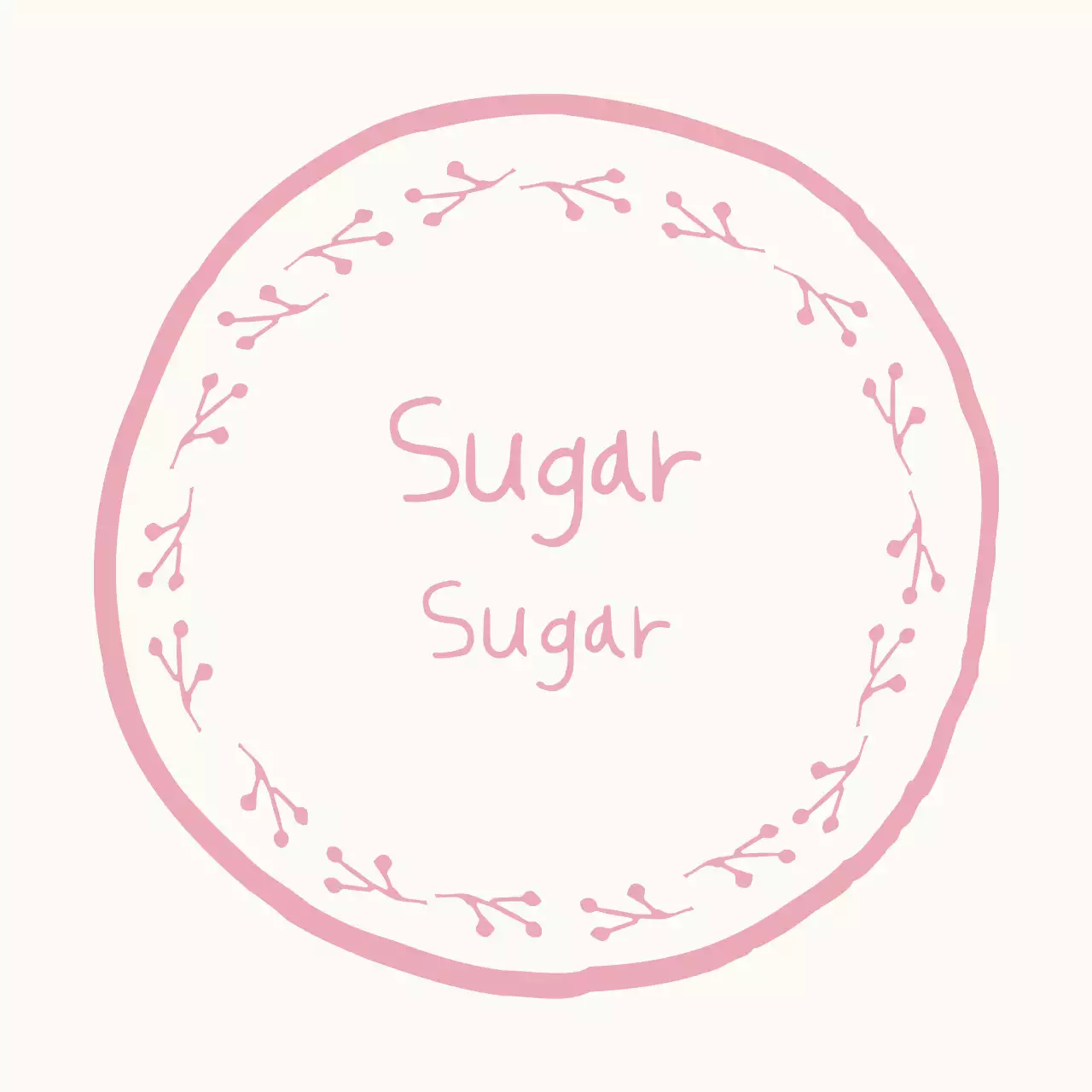 Stiker label tulisan tangan berwarna merah muda