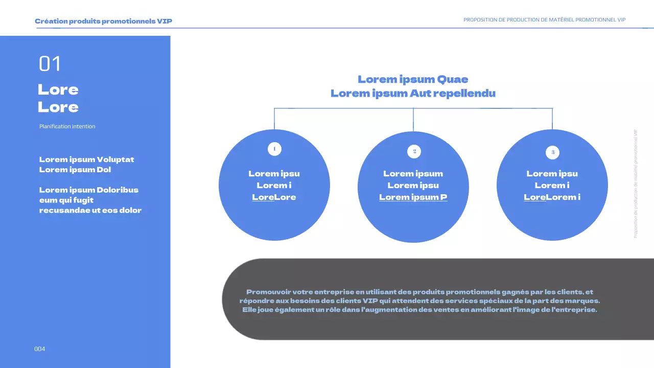 Proposition d'une pièce promotionnelle VIP de couleur bleue