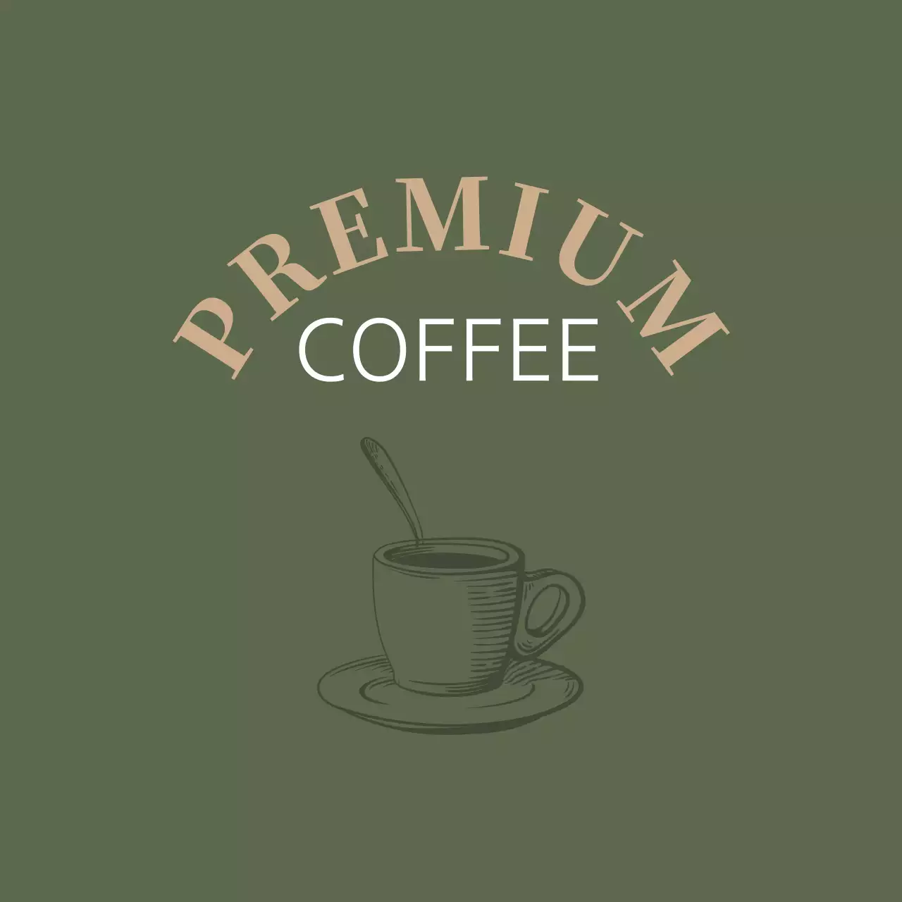 Ilustrasi hijau label kafe kopi vintage