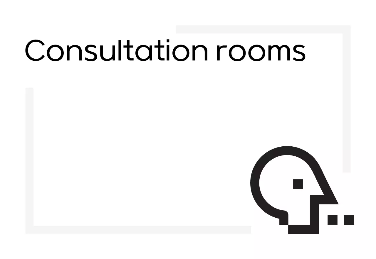 Simple signage with digital-looking icons and placeholder text