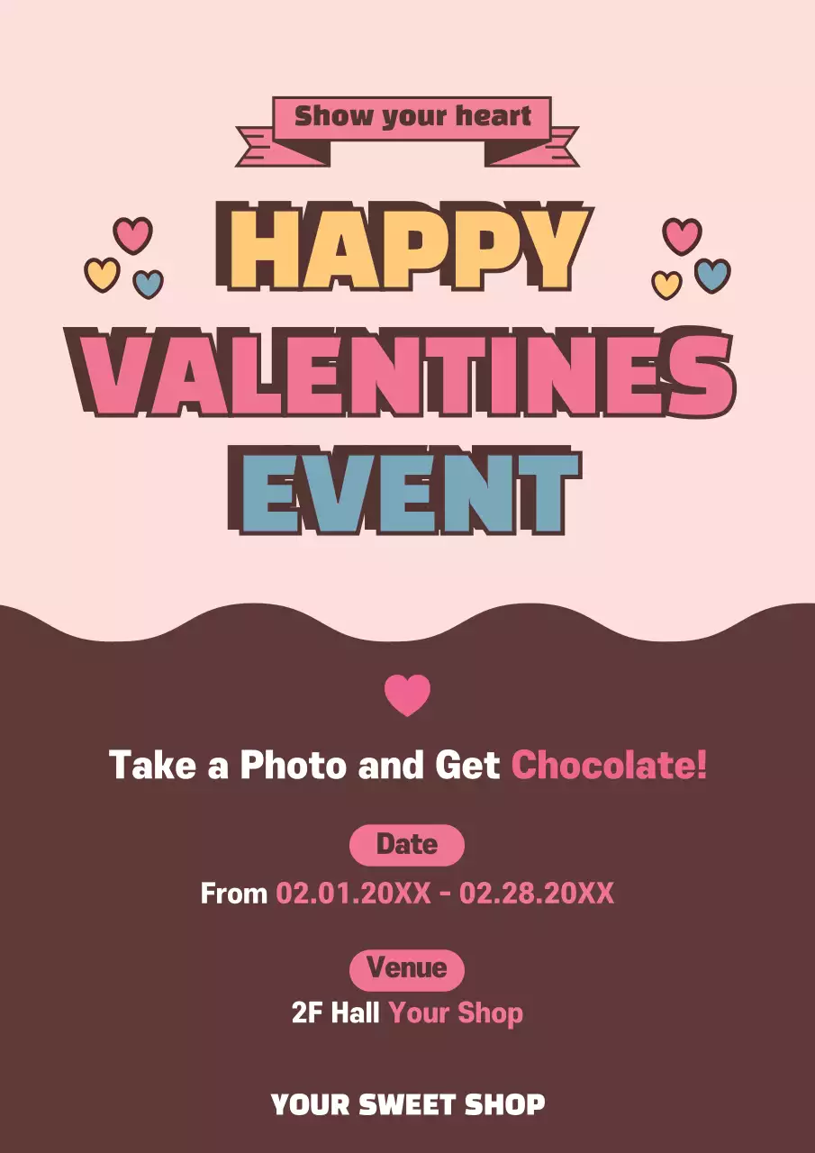 Pink Trendy Valentine Event Promotion Poster