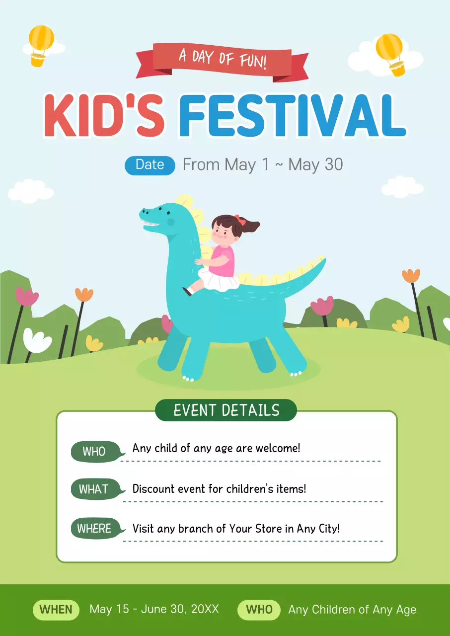 Green Playful Kids Event Announcement Poster