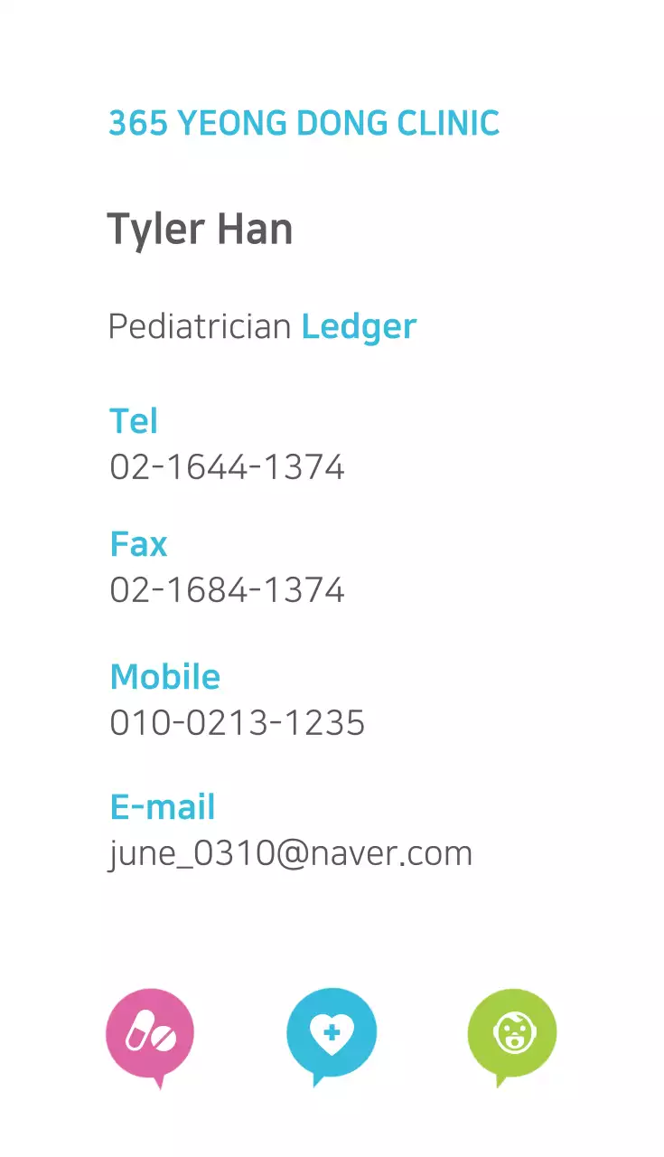 Kartu Nama Iklan Pediatrik Minimal Hijau