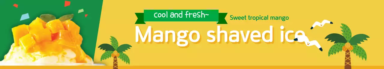 Banner promocional de sobremesa tropical amarela