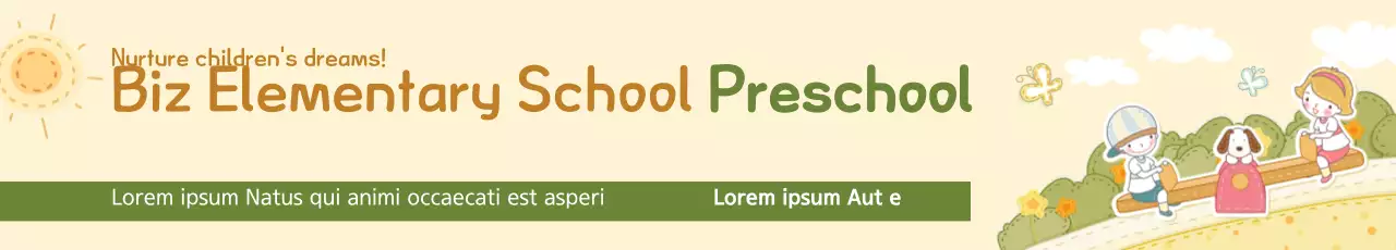 Banner de propaganda pré-escolar lúdico bege