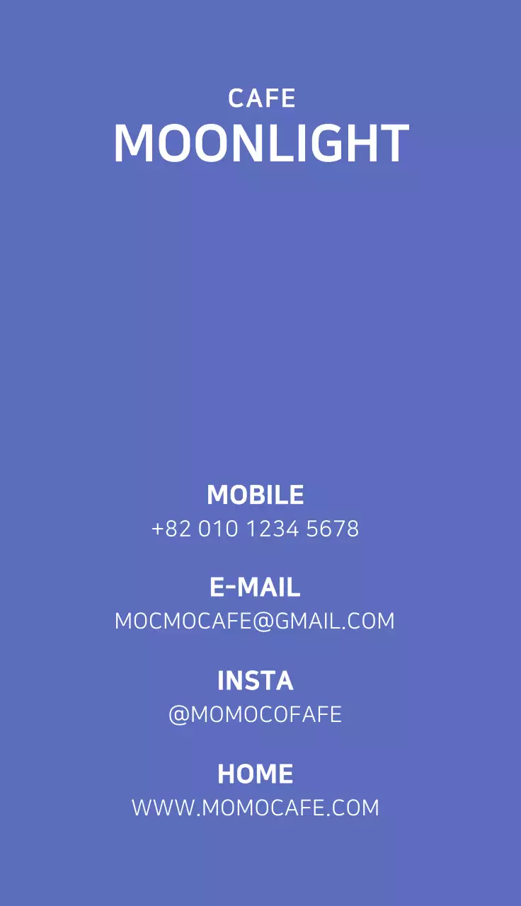 Cartão de visita Blue Minimal Cafe