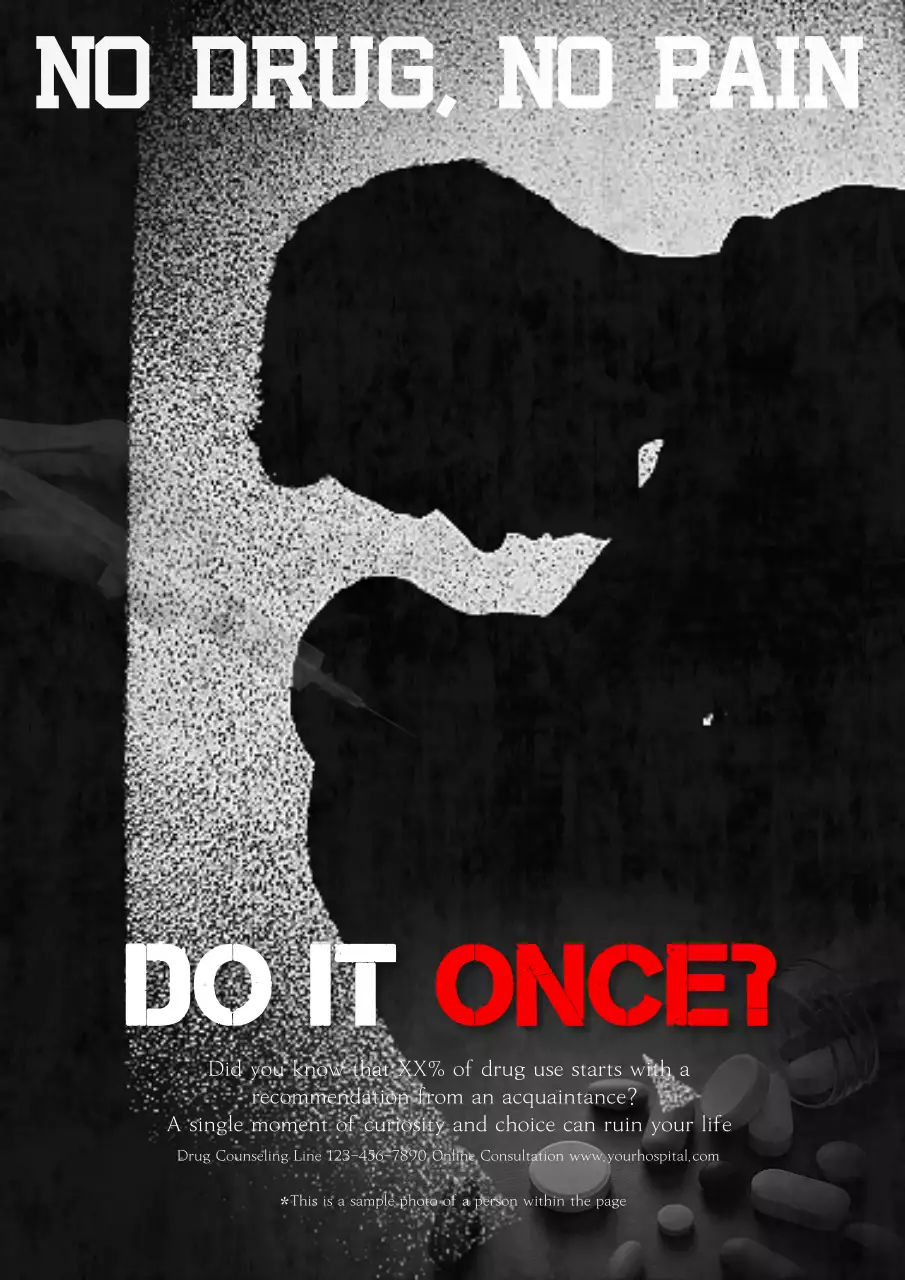 Black Minimal Drug Prevention Advertisement Poster