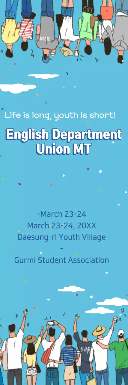 Banner azul simples para eventos juvenis