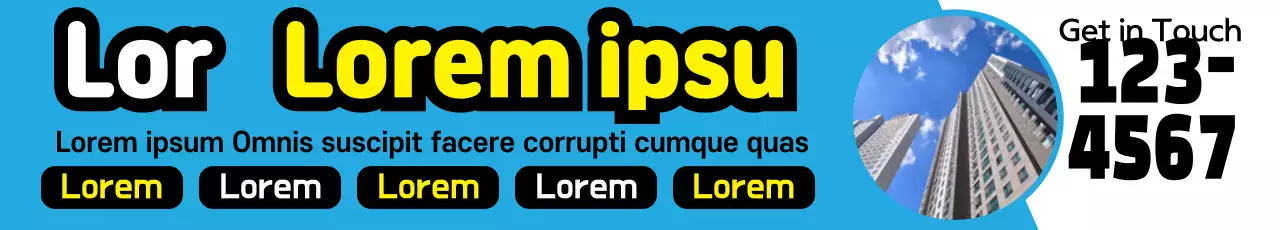 Banner de promoção empresarial em negrito azul