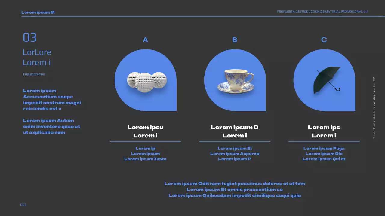 Propuesta de pieza promocional VIP en tonos azules